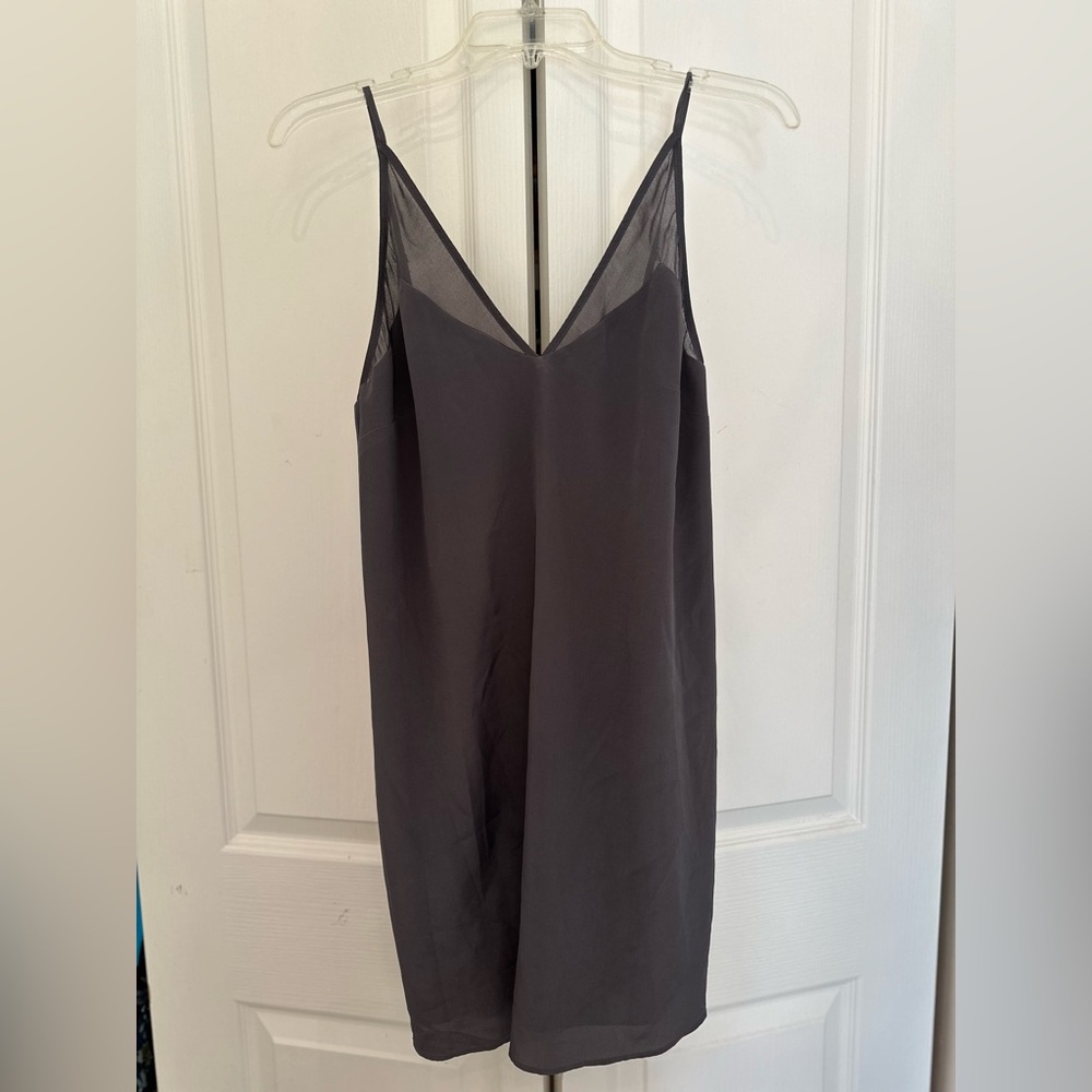 Lavender Brown Charcoal V-Neck Dress